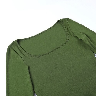 OEM Casual Top Female Autumn Polyester Long Sleeve Sexy Circular Babes U Collar T Shirts