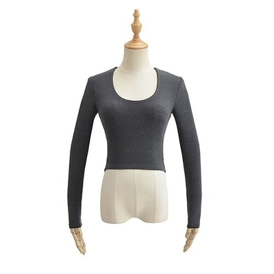 OEM U Collar Long Sleeved T Shirt Female 22 Autumn Polyester Hot Girl