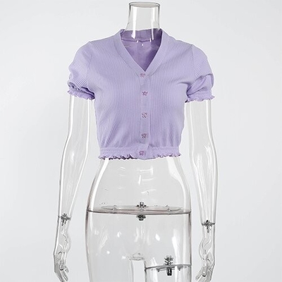 OEM Cross -border polyester new European and American  short -sleeved sexy V -neck short T -shirt