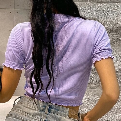 OEM Cross -border polyester new European and American  short -sleeved sexy V -neck short T -shirt