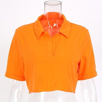 OEM European and American style  polyester v-neck women's new basic foundation looseT -shirt