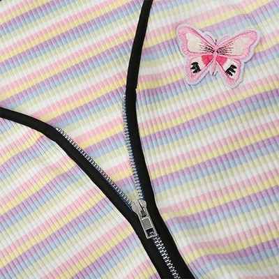 OEM Keliou Foreign Trade polyester  cross -border European and American  sexy short zipper rainbow t -shirt